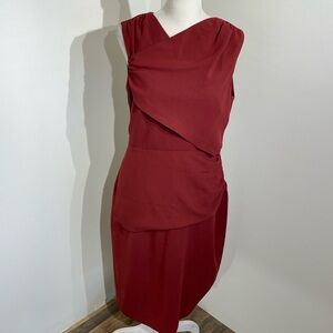 J. Crew Sleeveless Draped Sheath Dress in Deep Wine Red
